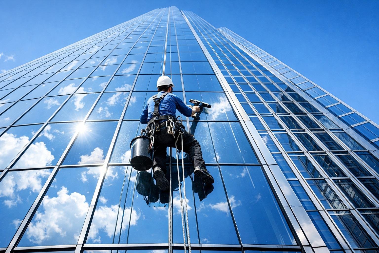 צוות ניקיון מקצועי בעבודה